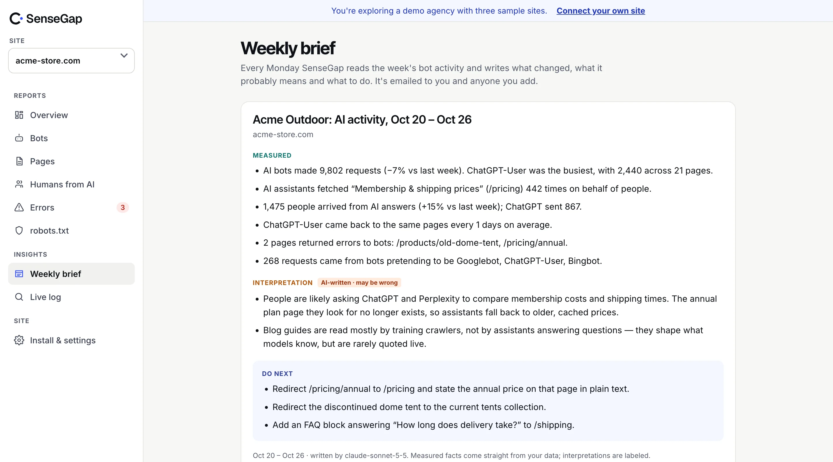 SenseGap insights: what was measured, what it probably means, and what to do next